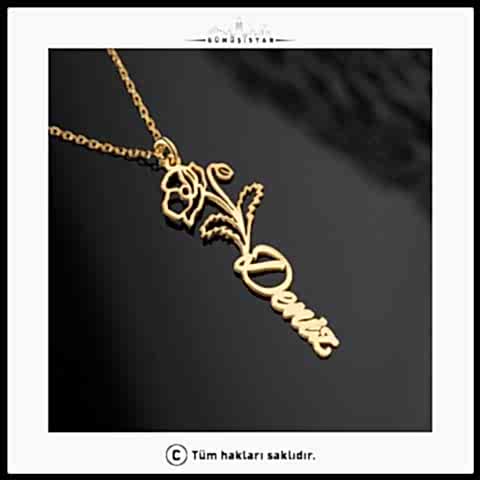 925 Ayar Gümüş Doğum Aylarına Özel Doğum Çiçeği İsimli Kolye