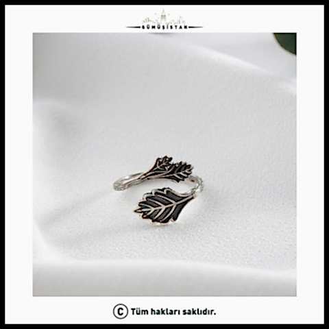 925 Ayar Gümüş Çift Yaprak Yüzük