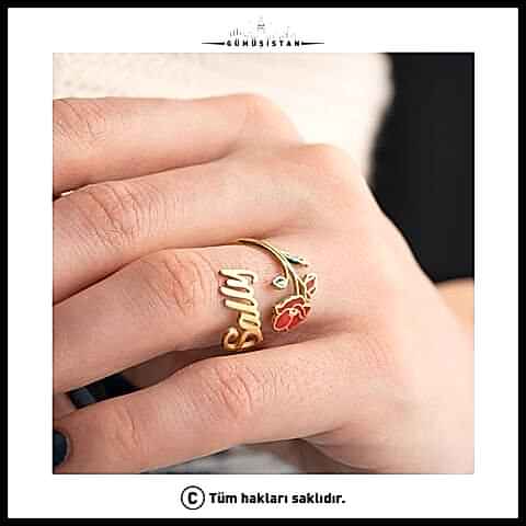 925 Ayar Gümüş Kişiye Özel Doğum Çiçekli İsimli Yüzük