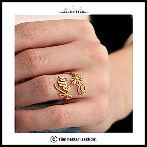 925 Ayar Gümüş Kişiye Özel Doğum Çiçekli İsimli Yüzük