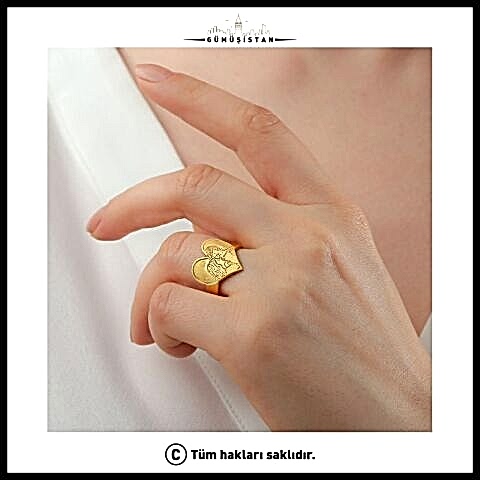 925 Ayar Gümüş Resimli Yüzük (Kalp)