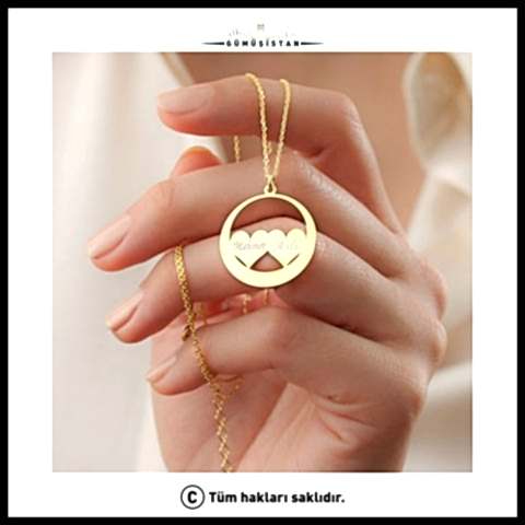 925 Ayar Gümüş Kişiye Özel İki Kalpli Plaka Kolye