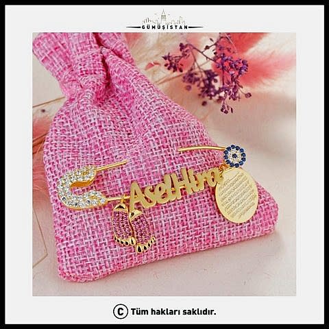925 Ayar Gümüş Pembe Ayak Dualı Bebek İğnesi