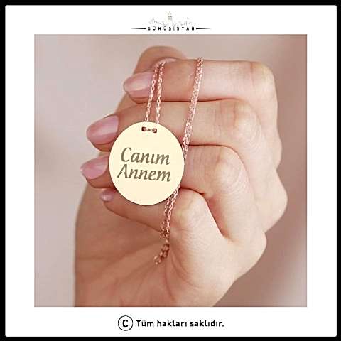 925 Ayar Gümüş Canım Annem Plaka Kolye