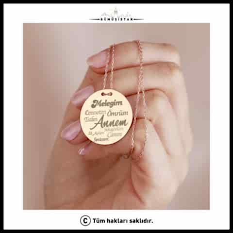 925 Ayar Gümüş Melek Annem Plaka Kolye