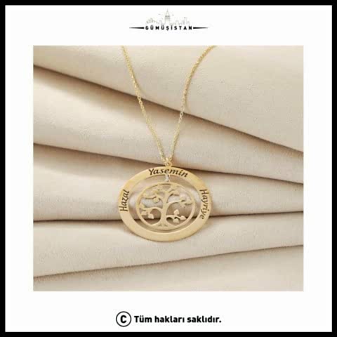 925 Ayar Gümüş İsimli Hayat Ağacı Kolye