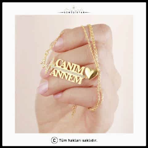 925 Ayar Gümüş Canım Annem Kalp Atışı Kolye