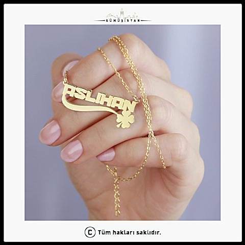 925 Ayar Gümüş Yoncalı İsimli Kolye