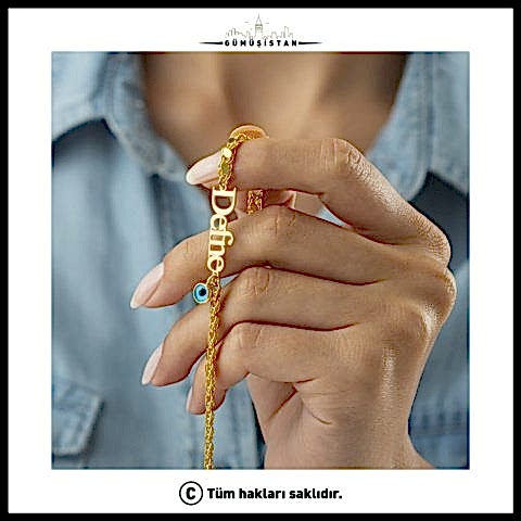 925 Ayar Gümüş İsimli Nazarlı Pullu Bileklik