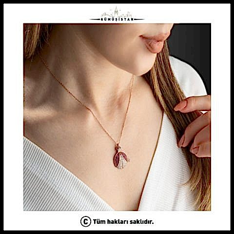 925 Ayar Gümüş Uğur Böceği Kolye