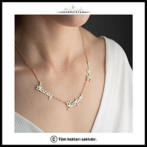 925 Ayar Gümüş Üç İsimli Kolye