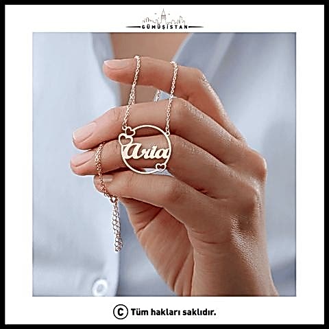 925 Ayar Gümüş İsimli Kalpli Kolye