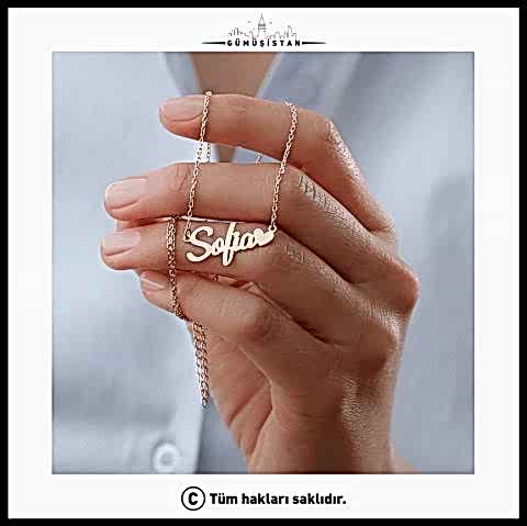 925 Ayar Gümüş İsimli Kalp Detaylı Kolye