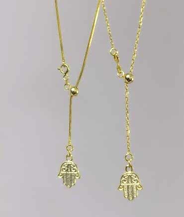 Asansör Zincirli Fatma Ana Eli Kolye - 925 Ayar Gümüş