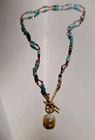 Doğal Taşlı İncili Deniz Kabuğu Kolye - 925 Ayar Gümüş