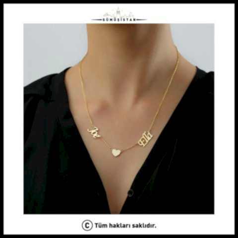 925 Ayar Gümüş Kişiye Özel İsimli Kalpli Kolye