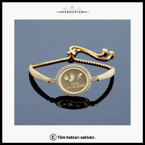 925 Ayar Gümüş İsimli El Ayak İzi Çökertme Bileklik