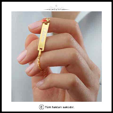 925 Ayar Gümüş Uğurböcekli İsimli Çocuk Bileklik