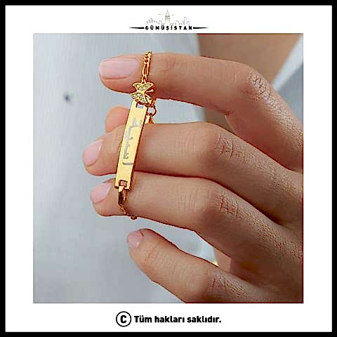 925 Ayar Gümüş Kelebekli İsimli Çocuk Bilekliği