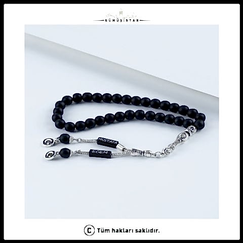 İsimli Siyah Mat Onix Tesbih