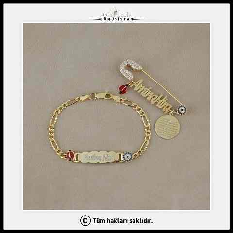 925 Ayar Gümüş İnce Bulut Bileklik Ve Lazer Kesim İğne Set Uğur Böceği