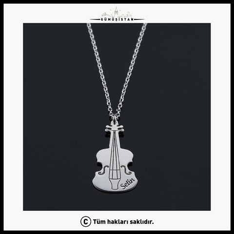 925 Ayar Gümüş Keman Kolye