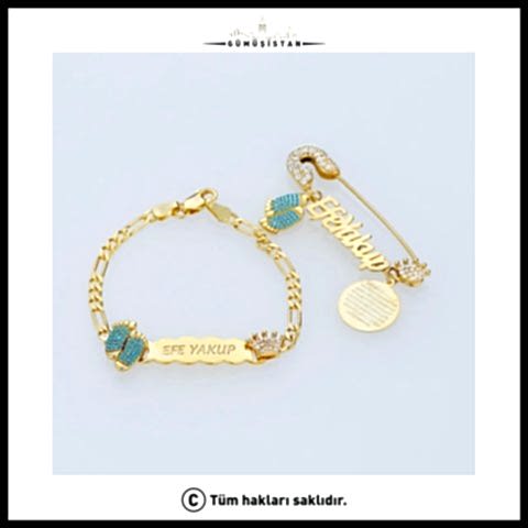 925 Ayar Gümüş İnce Bulutlu Bebek Bilekliği İğne Set