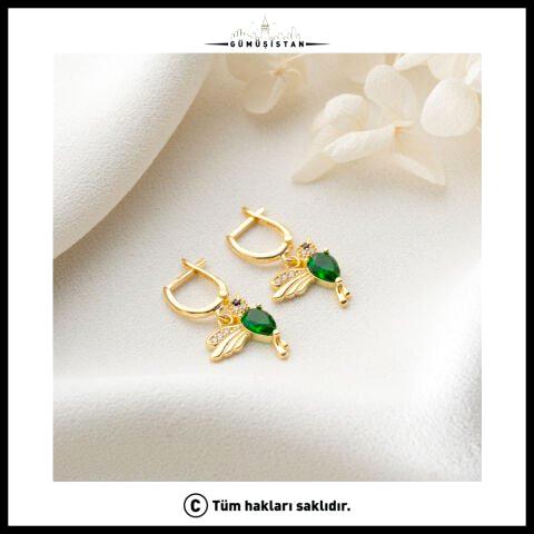 925 Ayar Gümüş Arı Kuşu Doğum Taşlı Küpe