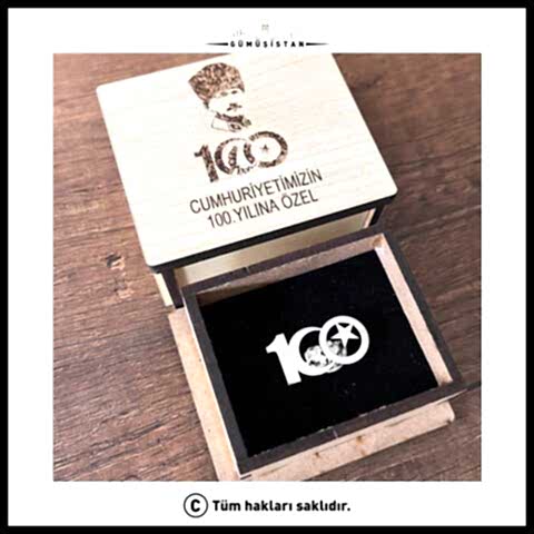 Rodyum Kaplama Cumhuriyetin 100. Yılına Özel Tasarlanmış Broş