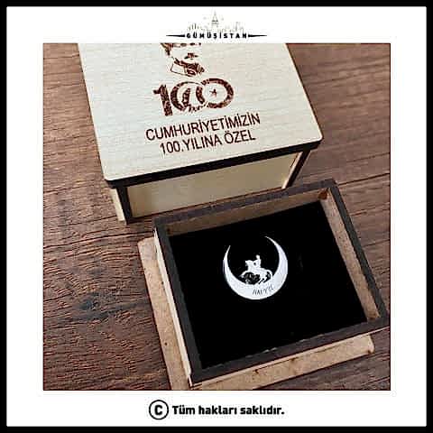 Rodyum Kaplama Cumhuriyetin 100. Yılına Özel Tasarlanmış Broş
