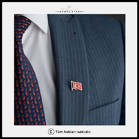 Rodium Kaplama Türk Bayrağı Yaka Rozeti