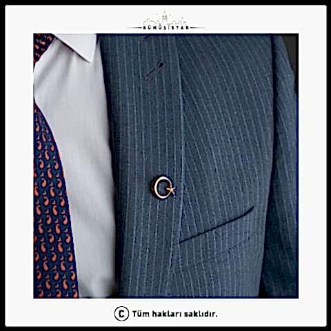 14 Ayar Altın Kaplama Ay Yıldız Yaka Rozeti