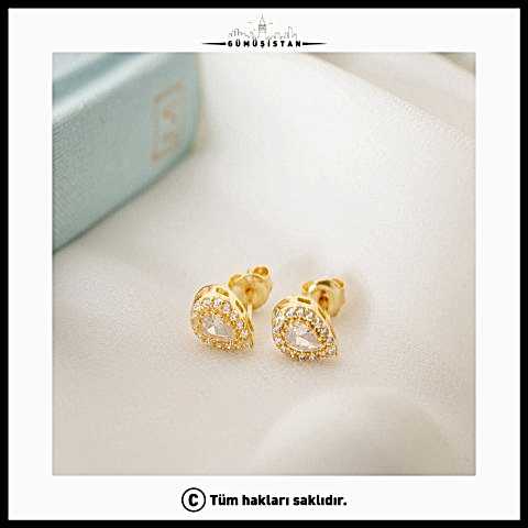 925 Ayar Gümüş Nisan Ayı Doğum Taşı ( Diamond ) Damla Küpe