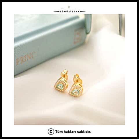 925 Ayar Gümüş Mart Ayı Doğum Taşı ( Aquamarine ) Damla Küpe