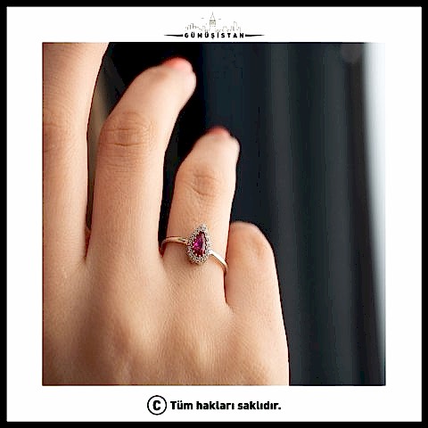 925 Ayar Gümüş Doğum Aylarına Özel Damla Taşlı Ayarlanabilir Yüzük