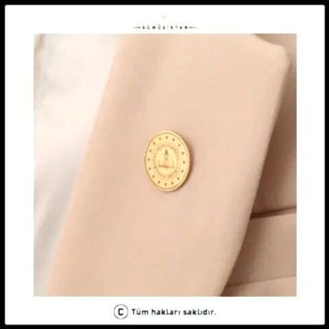 14 Ayar Altın Kaplama Ahşap Kutulu Öğretmenler Günü Yaka İğnesi