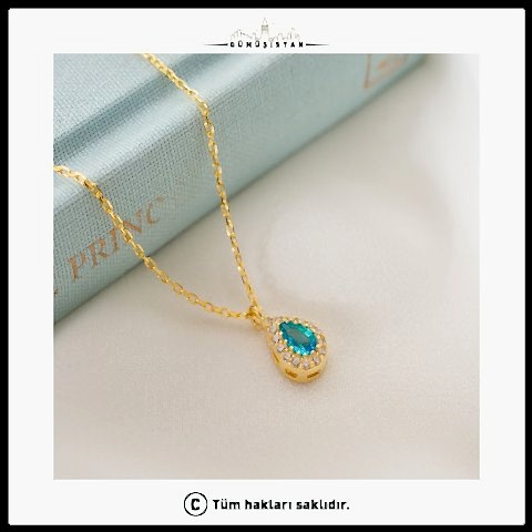 925 Ayar Gümüş Aylara Göre Damla Doğum Taşı Kolye