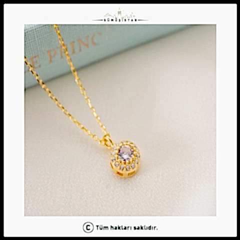 925 Ayar Gümüş Nisan Ayı Doğum Taşı ( Diamond ) Kolye