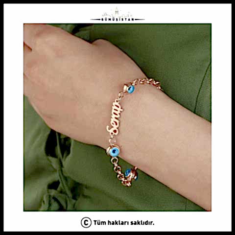 925 Ayar Gümüş Göz Nazarlı İsimli Bileklik