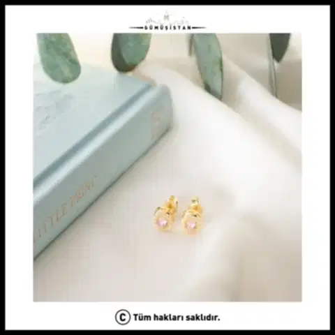 925 Ayar Gümüş Ekim Ayı Doğum Taşı ( Pink Tourmaline ) Küpe