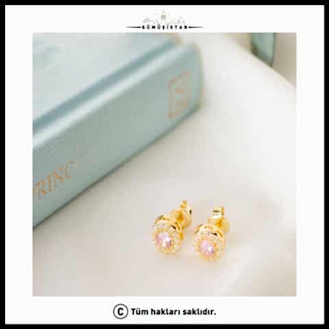 925 Ayar Gümüş Ekim Ayı Doğum Taşı ( Pink Tourmaline ) Küpe