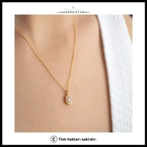 925 Ayar Gümüş Ekim Ayı Doğum Taşı ( Pink Tourmaline ) Kolye