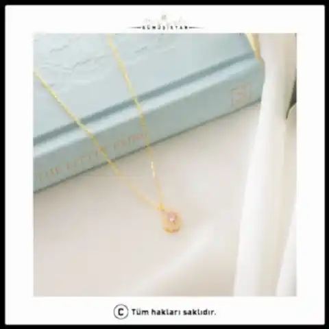 925 Ayar Gümüş Ekim Ayı Doğum Taşı ( Pink Tourmaline ) Kolye