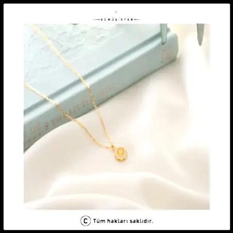 925 Ayar Gümüş Kasım Ayı Doğum Taşı ( Citrine ) Kolye