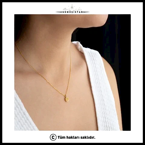 925 Ayar Gümüş Kasım Ayı Doğum Taşı ( Citrine ) Kolye