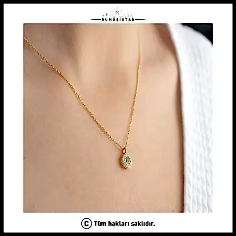 925 Ayar Gümüş Aralık Ayı Doğum Taşı ( Blue Topaz ) Kolye