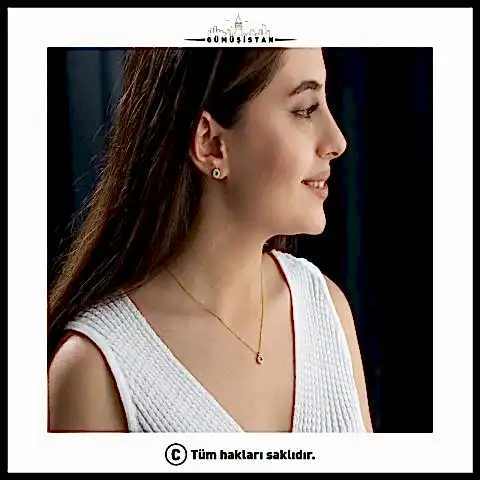 925 Ayar Gümüş Aralık Ayı Doğum Taşı ( Blue Topaz ) Kolye