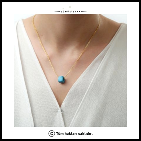 925 Ayar Gümüş Mavi Boncuklu Kolye