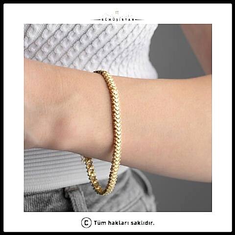 925 Ayar Gümüş Kalp Detaylı Özel Tasarım Bileklik