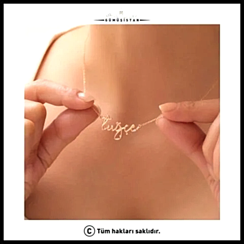 925 Ayar Gümüş Zirkon Taşlı İmza İsimli&nbsp;Kolye